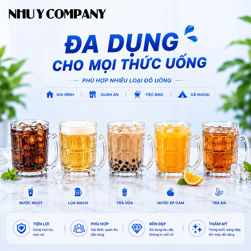 Combo 10 ly nhựa mica 450ml trong suốt dùng uống trà đá, lúa mạch, bền đẹp, an toàn tiện lợi