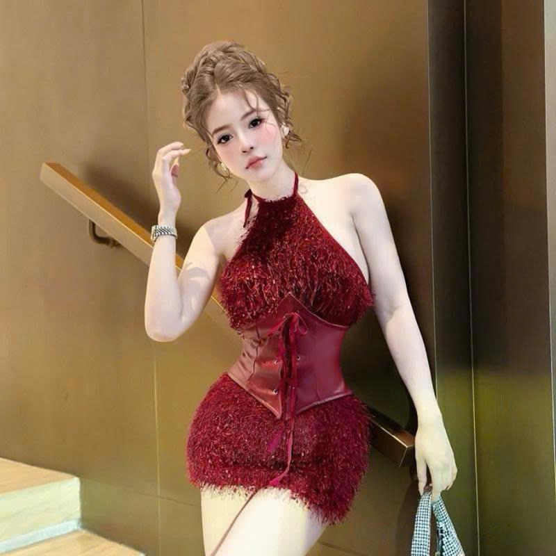 ( Hoả Tốc) Set Yếm Lông Có Mút kèm Quần Bảo Hộ Kèm Corset Eo Fom Đỉnh