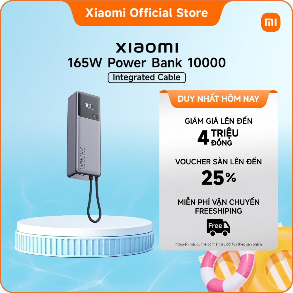 Xiaomi 165W Power Bank 10000mAh (Integrated Cable) ｜Pin cao cấp với dung lượng khủng｜Nhiều biện pháp bảo đảm an toàn