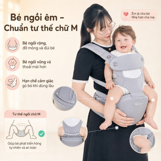 Địu Ngồi Em Bé Honper HP611 9 Tư Thế 0-36 Tháng, Địu Cho Bé Chuẩn Chữ M, Bệ Ngồi Tháo Rời, Giảm Mỏi Vai Lưng