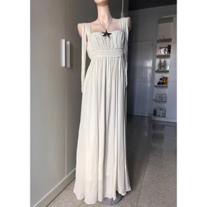 Đầm maxi trắng eo thun dáng dài 2hand