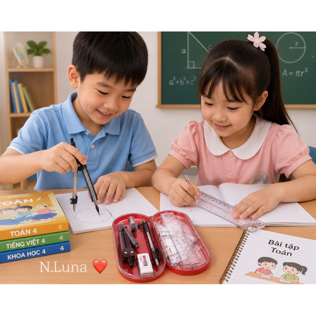 BỘ ĐỒ DÙNG HỌC TẬP COMPA DELI 8 MÓN