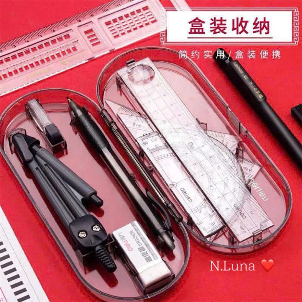 BỘ ĐỒ DÙNG HỌC TẬP COMPA DELI 8 MÓN