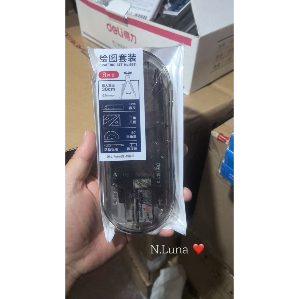 BỘ ĐỒ DÙNG HỌC TẬP COMPA DELI 8 MÓN