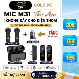 Mic M31 Thu Âm Không Dây Cho Điện Thoại - Bật Tắt Lọc Ồn 90% - Micro Ghi Âm