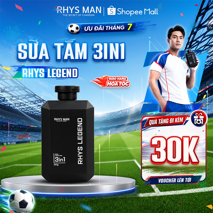 Sữa tắm gội nam hương nước hoa 3 in 1 RHYS MAN Rhys Legend 350ml