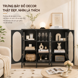 Tủ Sắt Cánh PC 3 Mặt Xuyên Sáng Cánh Vòm Chống Bụi Decor Phòng Khách Phong Cách Hàn Quốc Dễ Vệ Sinh