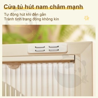 Tủ Sắt Cánh PC 3 Mặt Xuyên Sáng Cánh Vòm Chống Bụi Decor Phòng Khách Phong Cách Hàn Quốc Dễ Vệ Sinh