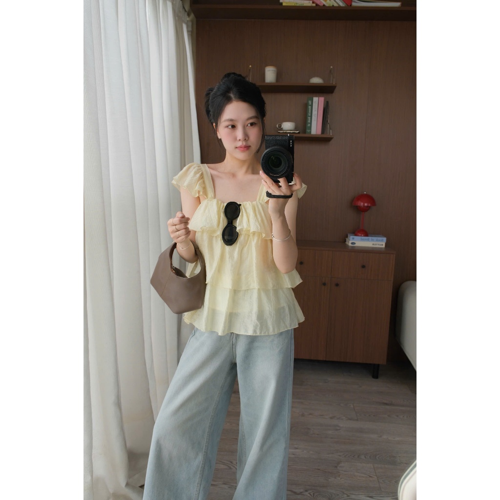 Eva Top (TSW) Áo voan tơ xếp tầng tay bèo Nữ the.sweaterweather