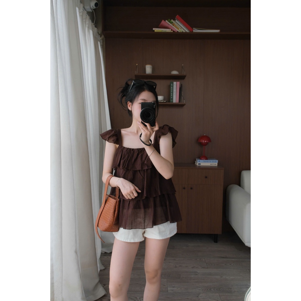 Eva Top (TSW) Áo voan tơ xếp tầng tay bèo Nữ the.sweaterweather