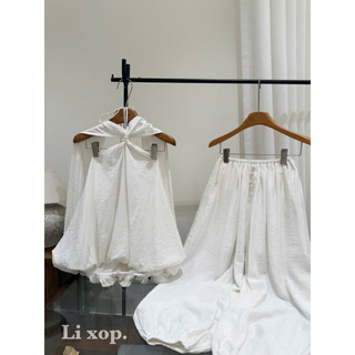 [𝑳𝒂𝒏𝒂𝒏𝒉.𝒔𝒕𝒖𝒅𝒊𝒐] Set áo yếm  mix quần ống rộng bo gấu [Ảnh thật]