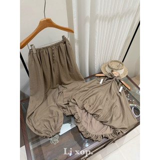[𝑳𝒂𝒏𝒂𝒏𝒉.𝒔𝒕𝒖𝒅𝒊𝒐] Set áo yếm  mix quần ống rộng bo gấu [Ảnh thật]