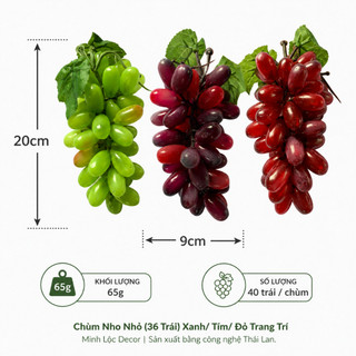 Chùm Nho Nhỏ Xanh/ Tím/ Đỏ (36 trái) trang trí | Trái Cây Nhựa foam, Trái Cây trang trí, Trái Cây Mô Hình