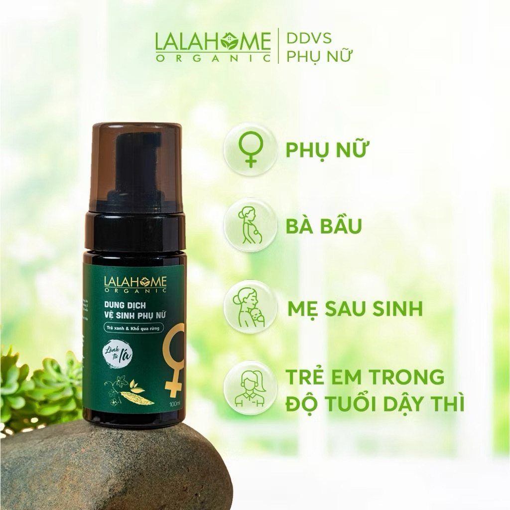 {CÓ SẴN} Dung dịch vệ sinh phụ nữ LalaHome Organic 100ml, Mẹ bầu yên tâm dùng