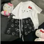 Bộ Quần Áo Cộc Tay From Babytee In Hình Mèo Hello Nơ Đỏ Mix Kèm Quần Đùi Mèo Cạp Trắng Siêu Đáng Yêu