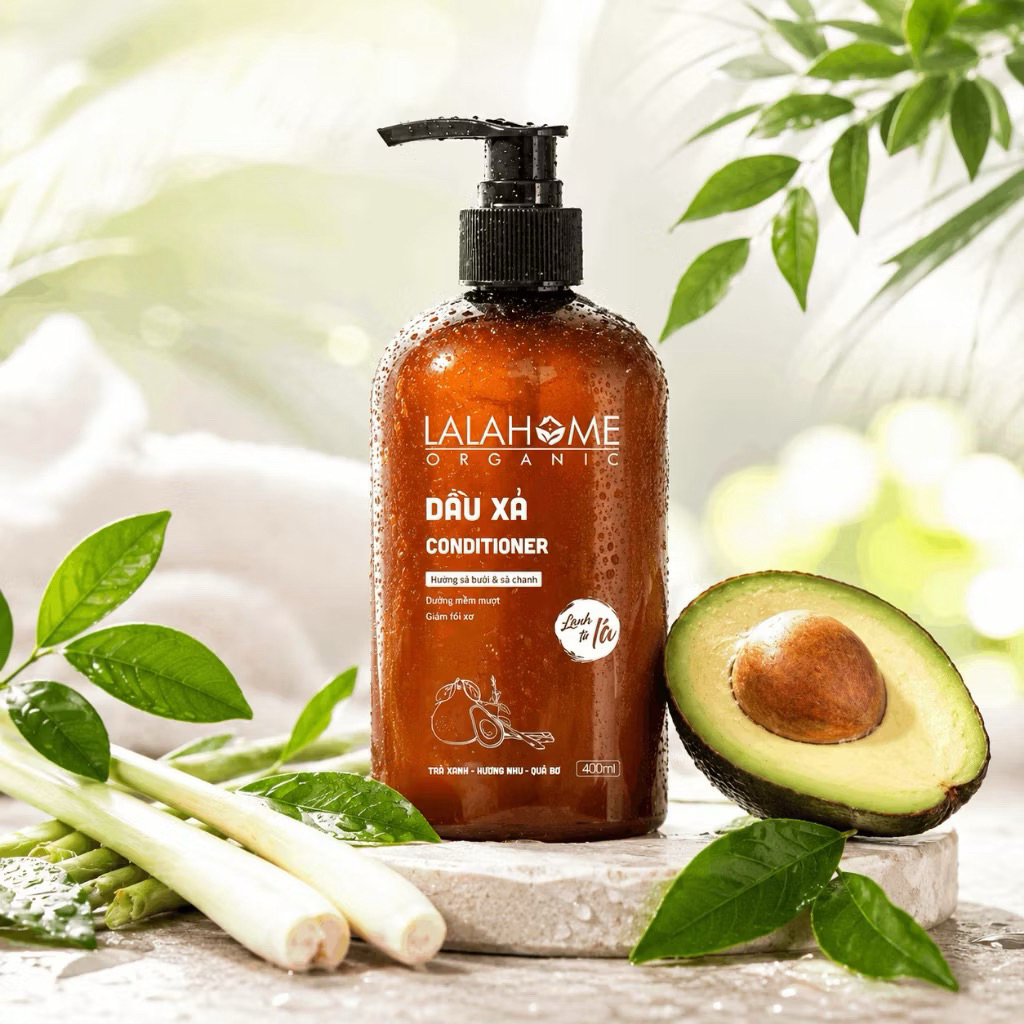 [HÀNG CHÍNH HÃNG]Dầu xả hương bưởi sả chanh LALAHOME ORGANIC 400ml hỗ trợ dưỡng tóc mềm mượt,cung cấp độ ẩm