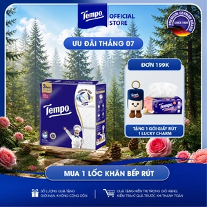 Khăn Giấy Bếp Đa Năng Siêu Thấm Tempo (3 Gói Rút/Lốc) Bền Dai, Thương Hiệu Đức
