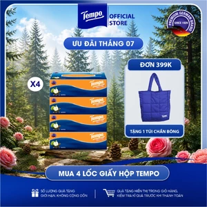 Khăn Giấy Hộp Rút Cao Cấp Tempo Hương Không Mùi & Gỗ Táo 4 Lớp Bền Dai