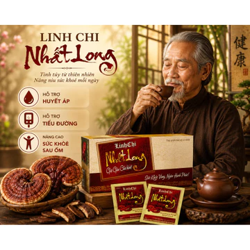 [Tặng lẻ 5 gói] Trà Linh Chi Nhất Long - Hỗ trợ mỡ máu, hỗ trợ ổn định đường huyết, huyết áp Linh Chi đỏ CG