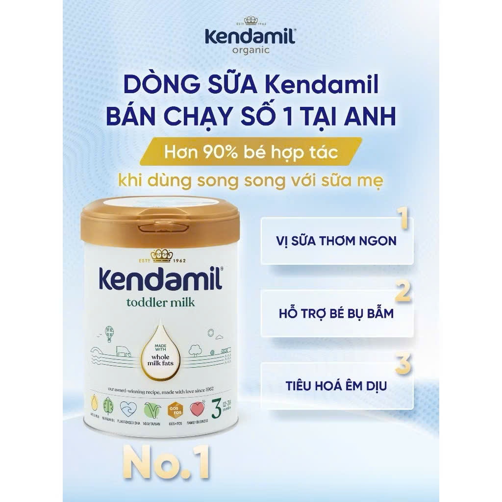 [COMBO 3 Lon] Sữa công thức Kendamil classic Đủ Số 1.2.3 800g Hàng Nhập Khẩu Anh Quốc