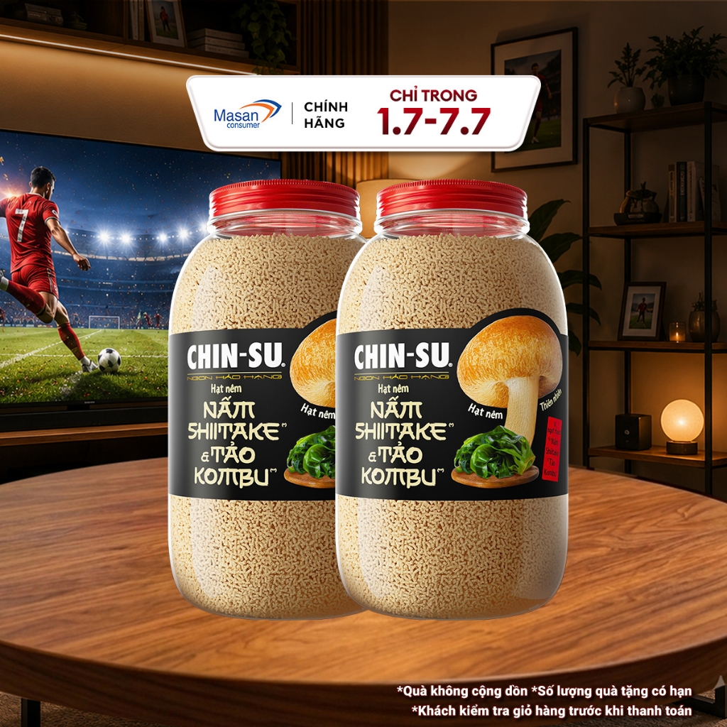 [LS][Chọn loại] Combo 2 Hạt nêm CHIN-SU Nấm Shiitake & Tảo Kombu - hũ x 450gr
