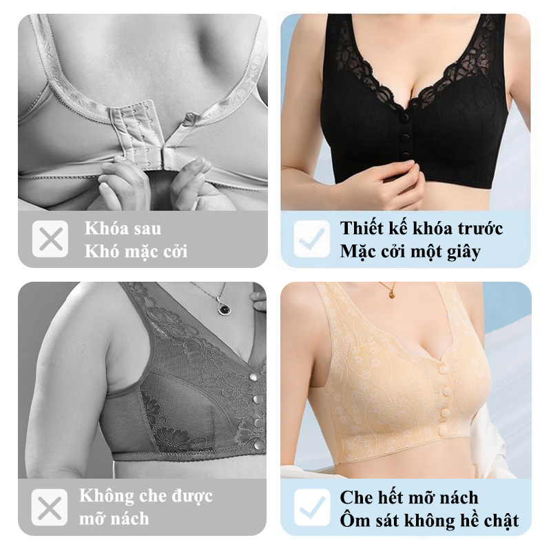 ANGEL MOMMY Áo ngực cài nút phía trước không dây kiểu vest liền mạch cỡ lớn kiểu dáng mỏng br01