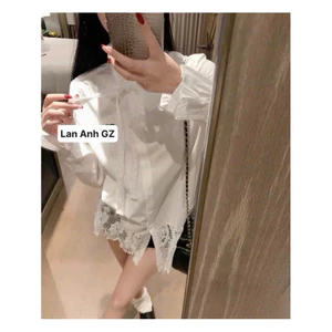 Áo sơ mi CN PHA CHÂN REN CỔ NƠ #siêucappp
