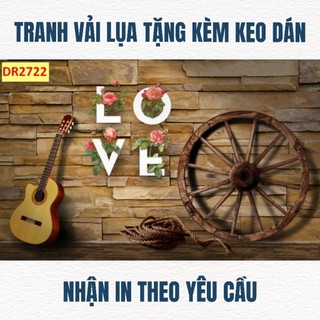 Tranh 3D dán tường quán cà phê, trà sữa, trà chanh, tranh dán tường in trên chất liệu vải lụa (shop tặng kèm keo dán)