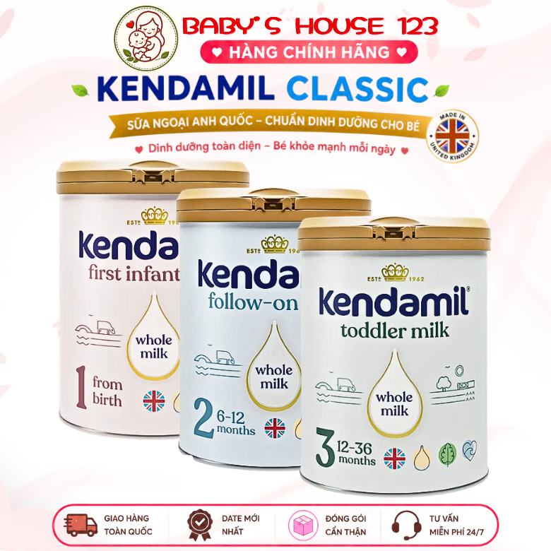 Sữa Bột Nguyên Kem Kendamil Classic Anh Quốc Số 1, 2, 3 Giúp Tăng Cân Cho Bé Từ 1 Đến 3 Tuổi - Hộp 800g