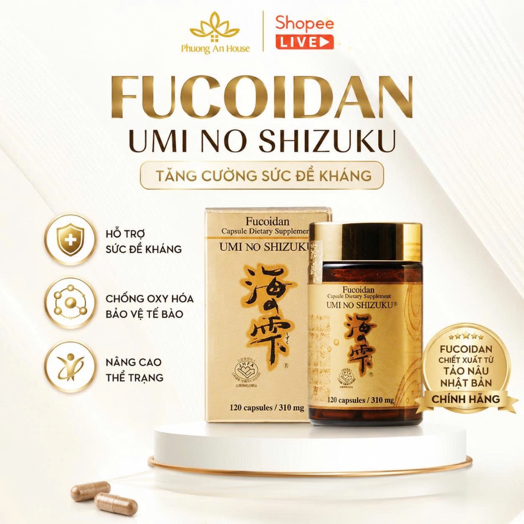 Thực Phẩm Bảo Vệ Sức Khỏe Fucoidan UMI NO SHIZUKU 120 Viên