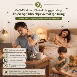 Combo thiết bị khuếch tán tinh dầu không cần điện và set 03 tinh dầu đuổi muỗi tự nhiên