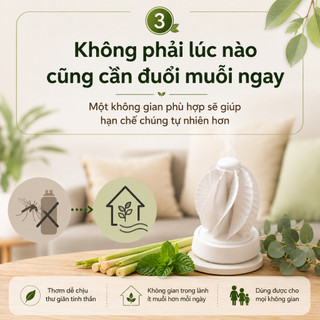 Combo thiết bị khuếch tán tinh dầu không cần điện và set 03 tinh dầu đuổi muỗi tự nhiên
