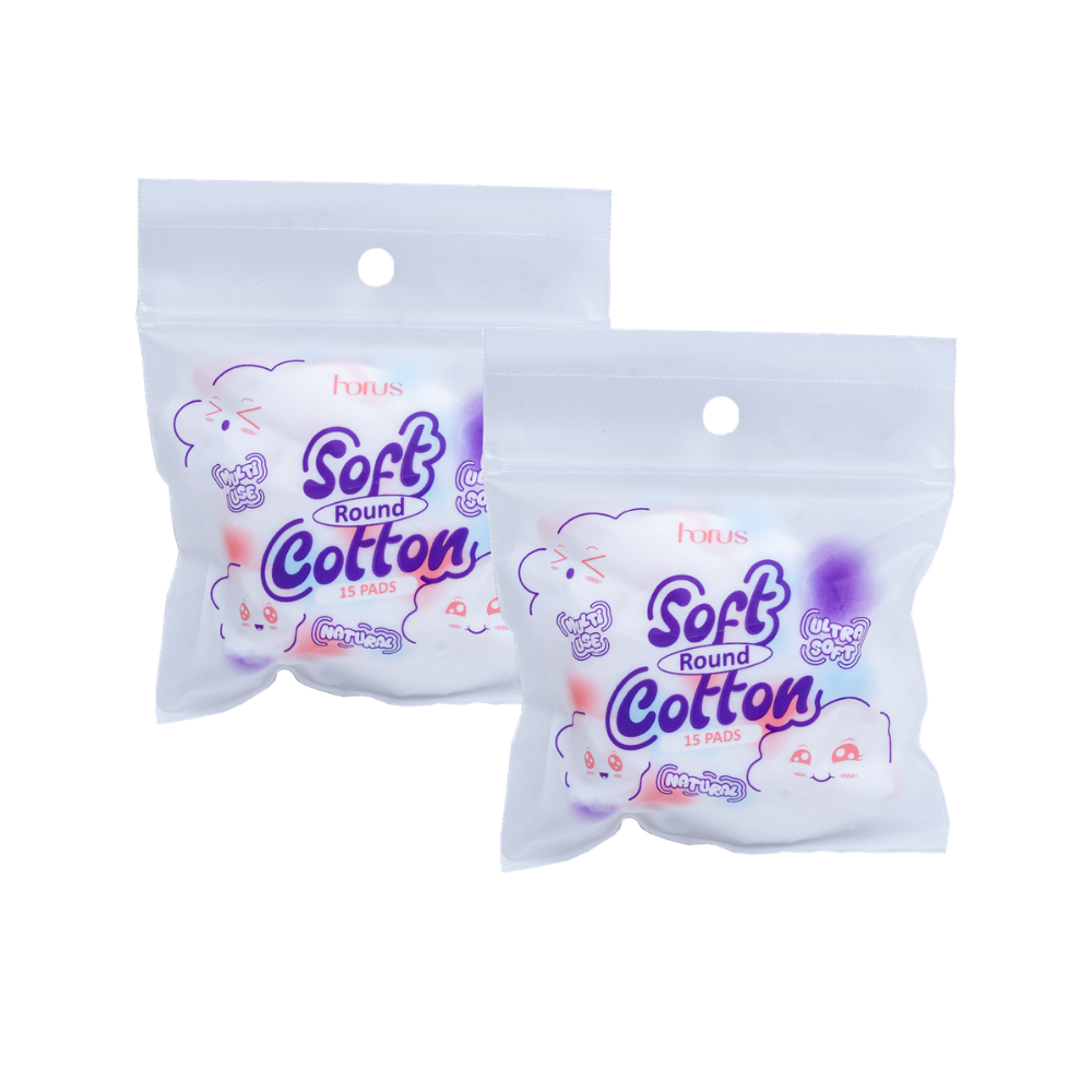 [QUÀ TẶNG KHÔNG BÁN] 2pcs Horus Bông tẩy trang tròn Round Soft Cotton Pads 15 pads - Ultra Soft