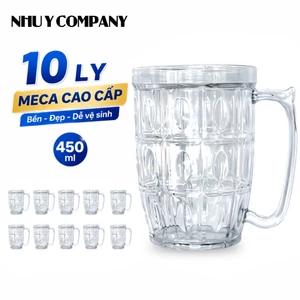 Combo 10 ly nhựa mica 450ml trong suốt dùng uống trà đá, lúa mạch, bền đẹp, an toàn tiện lợi