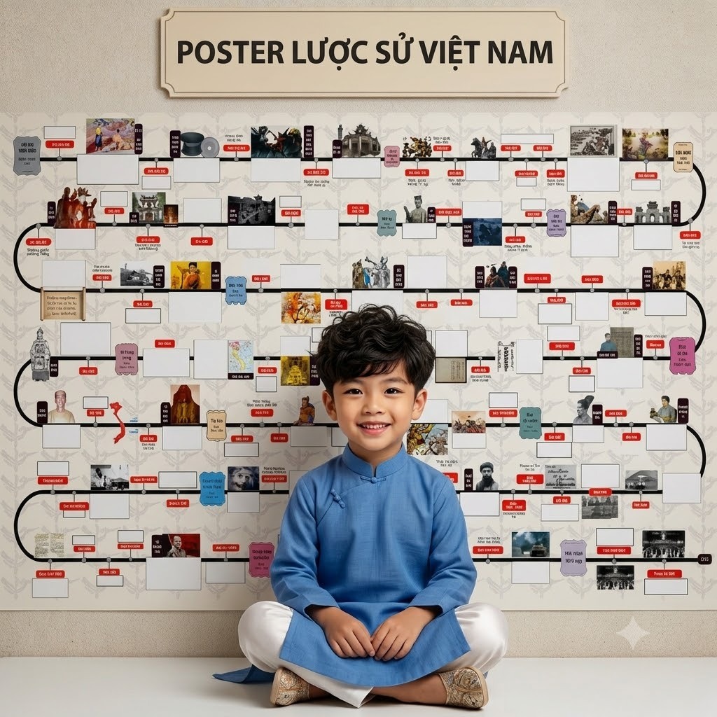 [1 TẶNG 1] Decal Lược Sử VIỆT NAM Tặng LS THẾ GIỚI_Tranh Dán Cho Bé