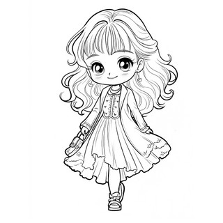 Bộ 25/50 Tranh Tô Màu Bé Gái Thời Trang Chibi Cho Bé, Giúp Luyện Phối Màu Và Sáng Tạo