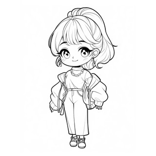 Bộ 25/50 Tranh Tô Màu Bé Gái Thời Trang Chibi Cho Bé, Giúp Luyện Phối Màu Và Sáng Tạo