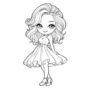 Bộ 25/50 Tranh Tô Màu Bé Gái Thời Trang Chibi Cho Bé, Giúp Luyện Phối Màu Và Sáng Tạo