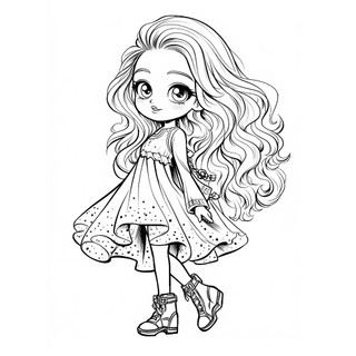 Bộ 25/50 Tranh Tô Màu Bé Gái Thời Trang Chibi Cho Bé, Giúp Luyện Phối Màu Và Sáng Tạo