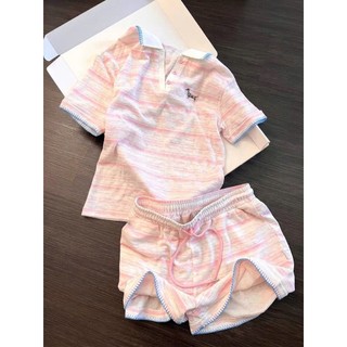 Bộ Đồ Nữ Ngắn Tay Cổ Polo Kẻ Ngang Joie Trendy - Bộ Mặc Nhà Kiểu Dáng Thể Thao Năng Động Tay Thêu Hình Dễ Thương