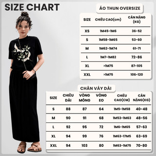 Bộ Áo Thun Nữ CHEPOL Form Rộng, Phối Chân Váy Dài, In Đôi Uyên Ương, Chất Cotton ( Áo Phông Đen+Chân Váy Suông)CP_x8817