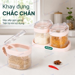 Bộ Lọ Gia Vị Tròn HOKORI Việt Nhật 2/3/4 Hộp, Hũ Nhựa Cao Cấp Đựng Muối Đường Bột Nêm Nắp Kín Bảo Quản Thực Phẩm