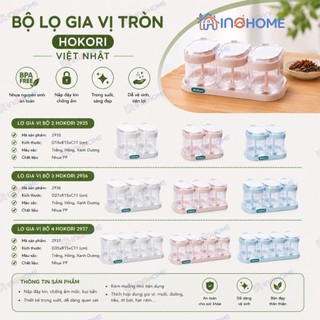 Bộ Lọ Gia Vị Tròn HOKORI Việt Nhật 2/3/4 Hộp, Hũ Nhựa Cao Cấp Đựng Muối Đường Bột Nêm Nắp Kín Bảo Quản Thực Phẩm