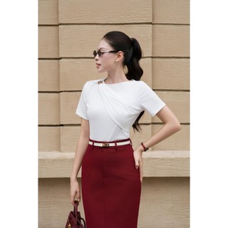 Áo Peplum Thun Nữ Công Sở Cổ Chéo Eo Thun CORA Thiết Kế Công Sở Charllot Thun Mát Tôn Dáng