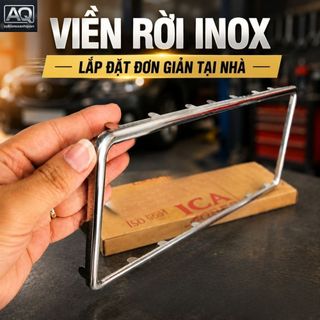 Khung Biển Số Ô Tô Inox Mica Cờ VN Trang Trí, Tặng Pat Cầu, Biển Dài 52x11 & Vuông 33x16.5