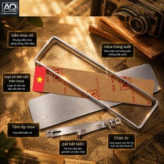 Bộ Khung Biển Số Ô Tô Inox Cờ Việt Nam Cao Cấp, Bảo Vệ Biển Số, Phụ Kiện Gắn Biển Số Cho Mọi Dòng Xe