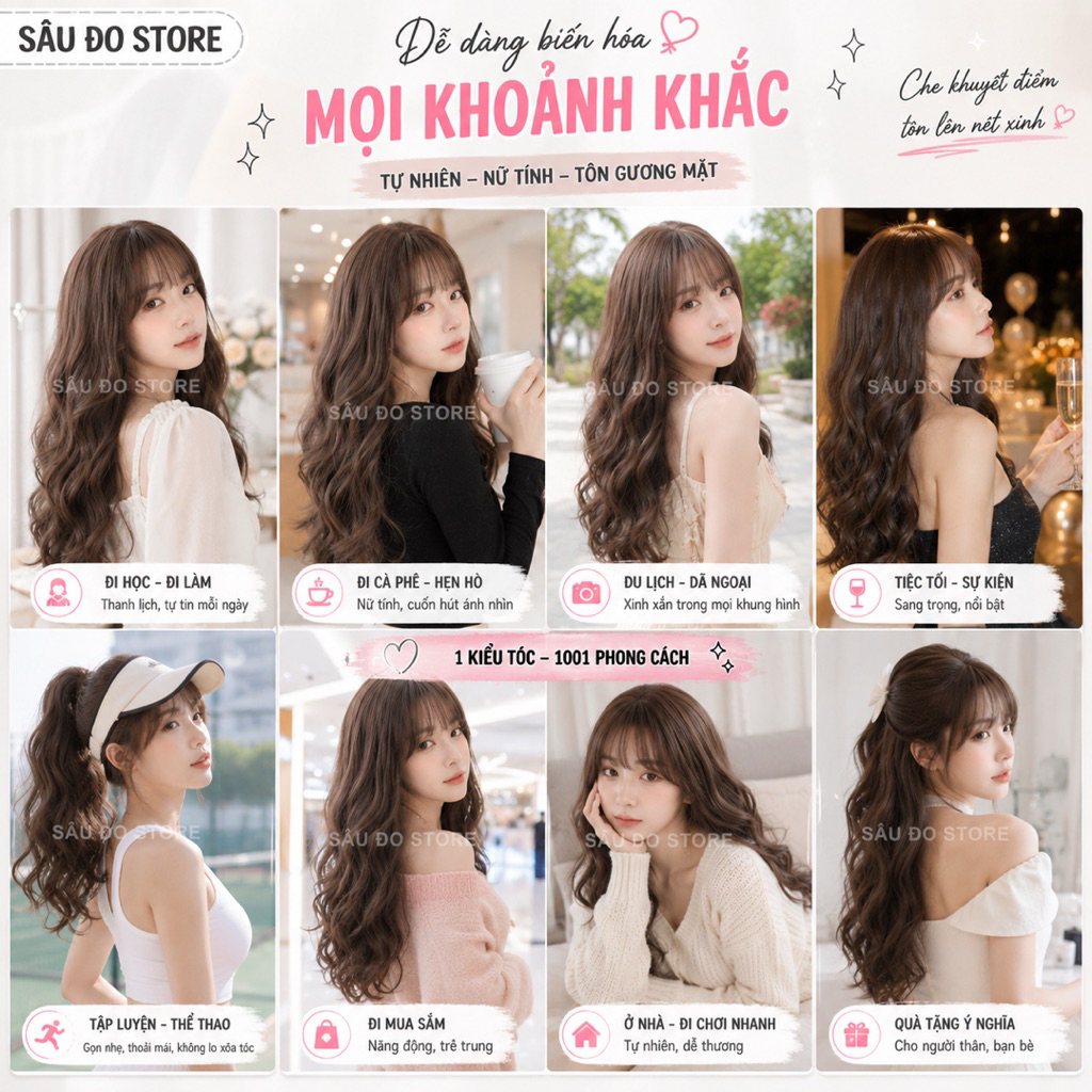 [TẶNG LƯỚI TRÙM] TÓC GIẢ NGUYÊN ĐẦU XOĂN ĐUÔI DÀI 55-60CM SIÊU ĐẸP DÀY DẶN