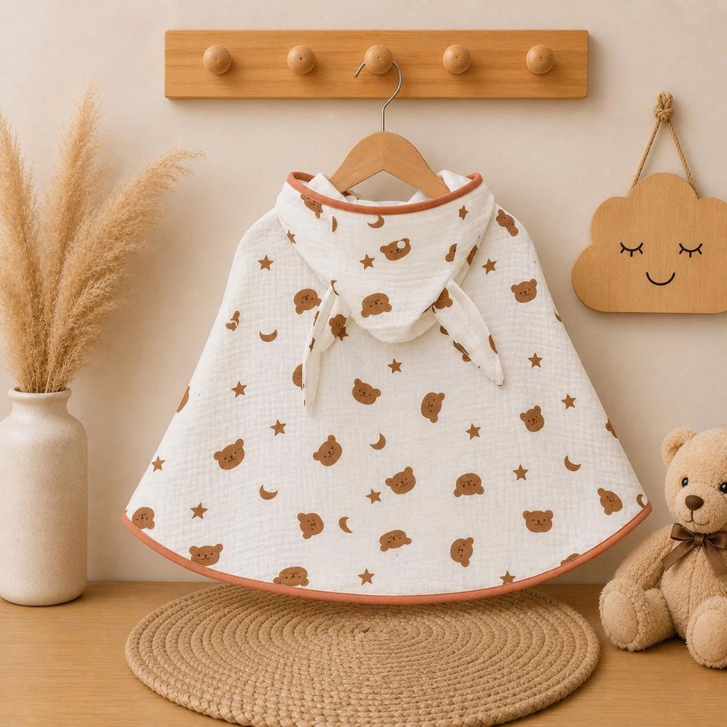 Áo choàng chống nắng cho bé vải xô Muslin Hàn Kèm Kính Chống Giọt Bắn Cho Bé - Thời Trang Thiết Kế Liena'S Closet