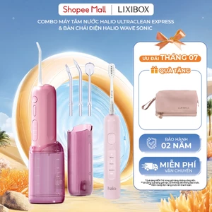 Combo Bàn Chải Điện Tích Hợp Công Nghệ Chuyển Động Kép Halio Wave Sonic & Tăm Nước Halio UltraClean Express Hydro Floss