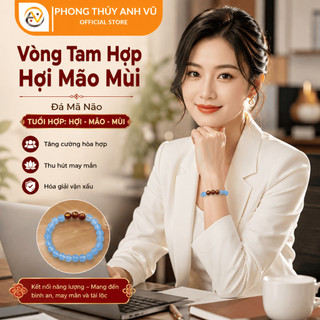 Vòng tay phong thủy mệnh thủy đã khai quang - tam hợp hợi mão mùi mã não xanh - may mắn tài lộc